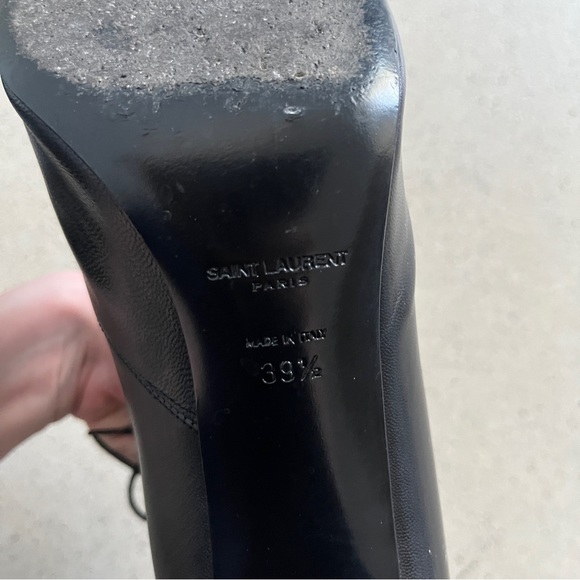 Saint Leather Black Leather Babies 90 Lace Up Heeled Ankle Boots - Picture 10 of 10